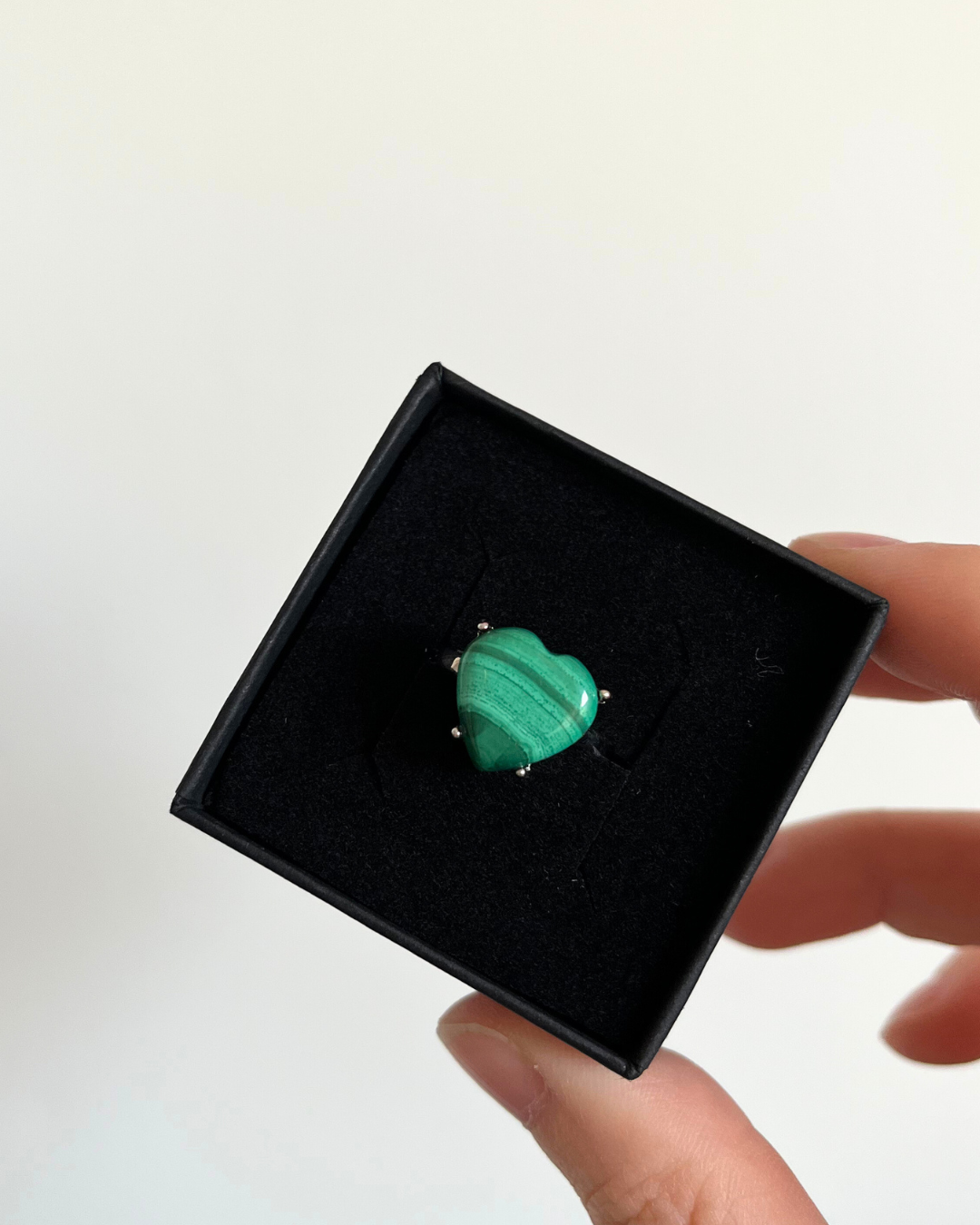 Malachite Gemstone Heart Ring