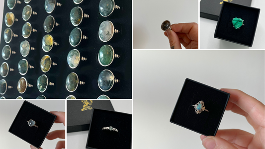 Unlucky Jewellery Ltd Mystery Gemstone Ring -stainless steel and natural gemstone - handmade - random selection